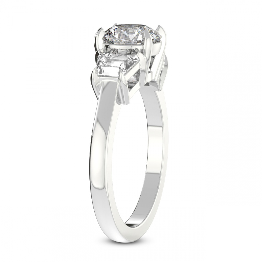 9Ct White Gold Dianna Three Stone Side Trapezium Lab Diamond Ring standing product image one