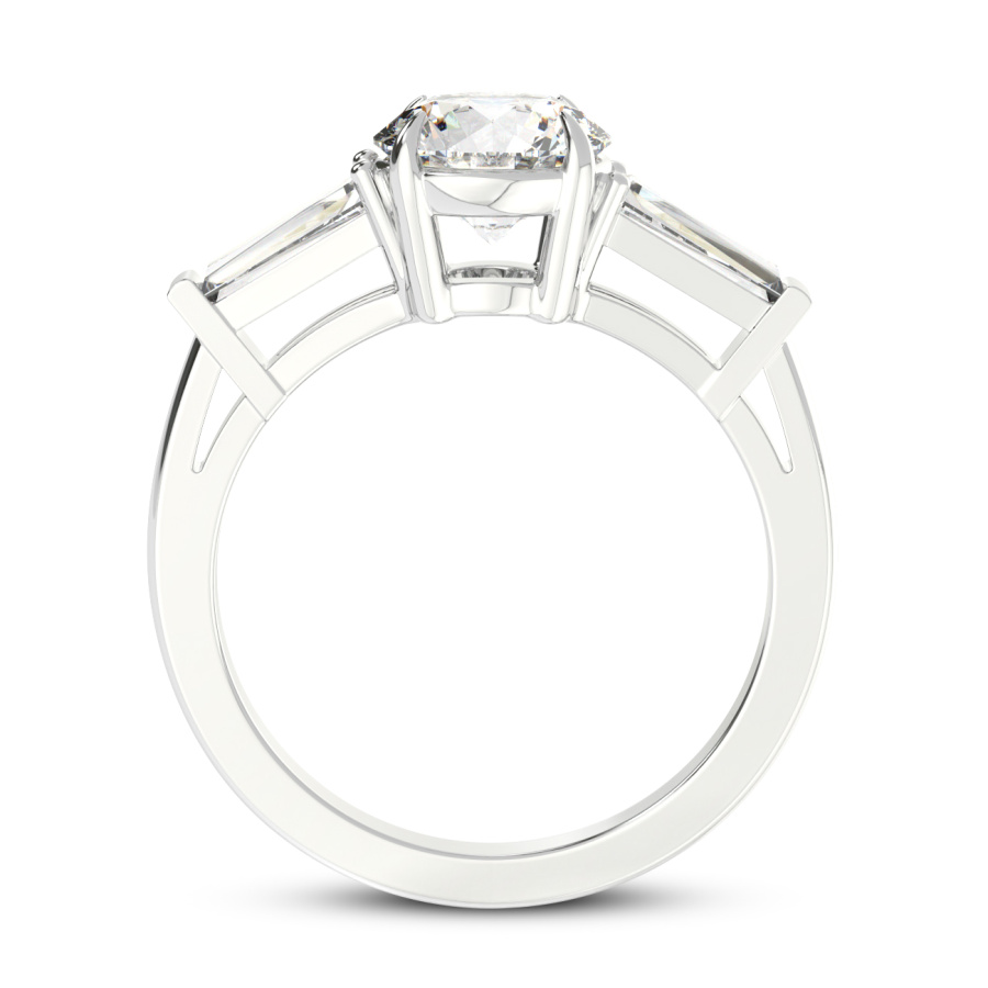 Madison Three Stone Side Baguette Diamond Ring Side View
