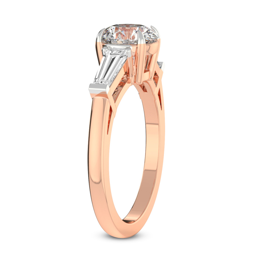 Madison Three Stone Side Baguette Diamond Ring Side Left View
