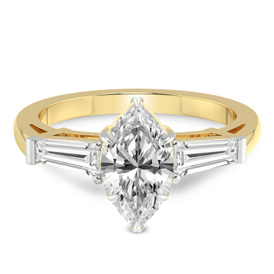 4.49 ct. marquise Madison Side Baguette Ring in 14kt yellow gold front image