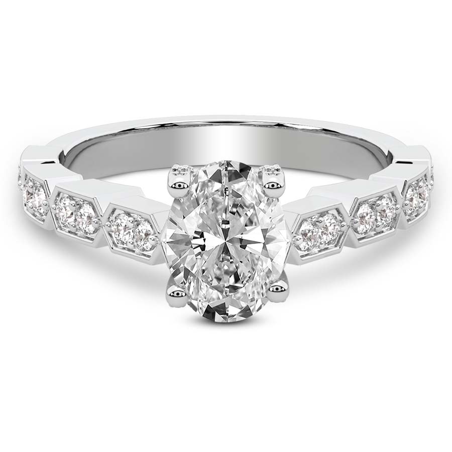 14kt White Gold Calista Side Stone Lab Diamond Ring 18786 (1 1/4 Ct. Tw.)
