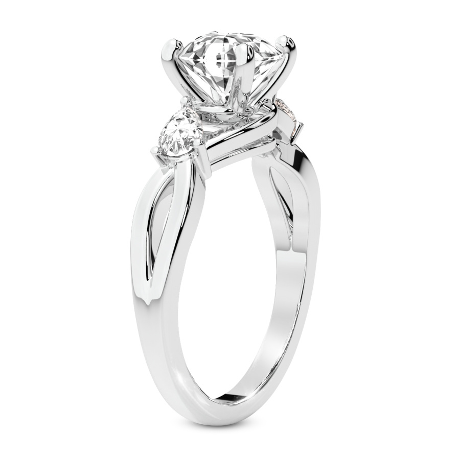 Odette Three Stone Bypass Diamond Ring top view