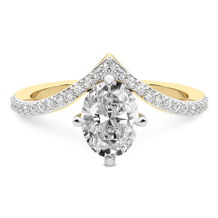 1.37 ct. oval Zelda Chevron Ring in 18kt yellow gold front image