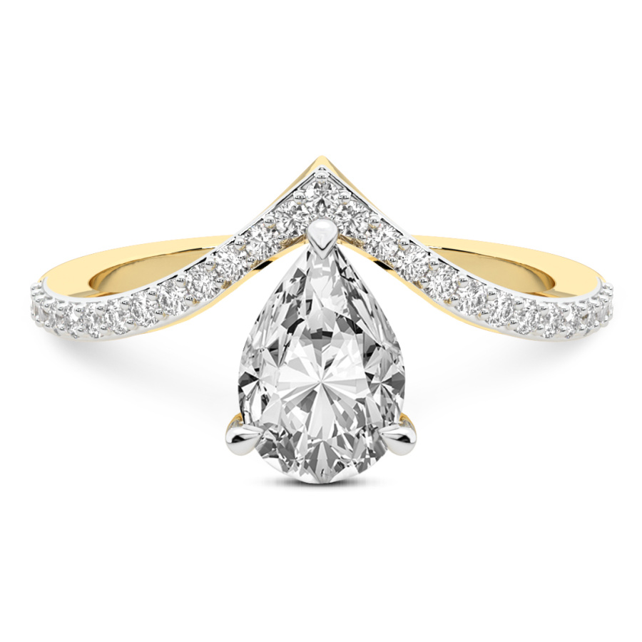 1.34 ct. pear Zelda Chevron Ring in 18kt yellow gold front image