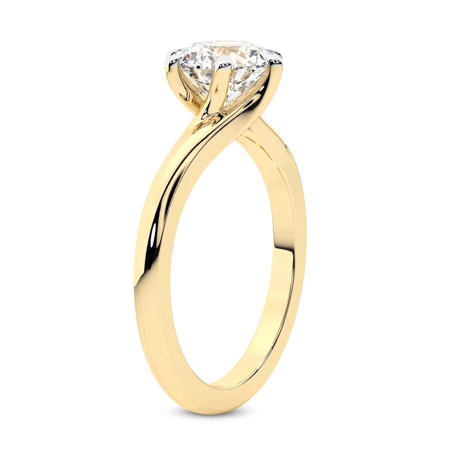 18kt Yellow Gold Seraphina Twist Prongs Solitaire 2mm Lab Diamond Ring standing product image one
