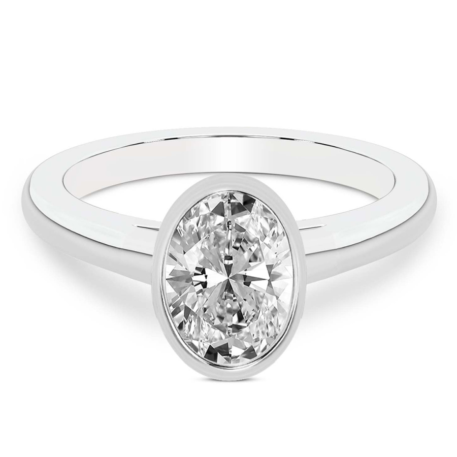 Calliope Bezel Floating Solitaire Lab Diamond Ring front view
