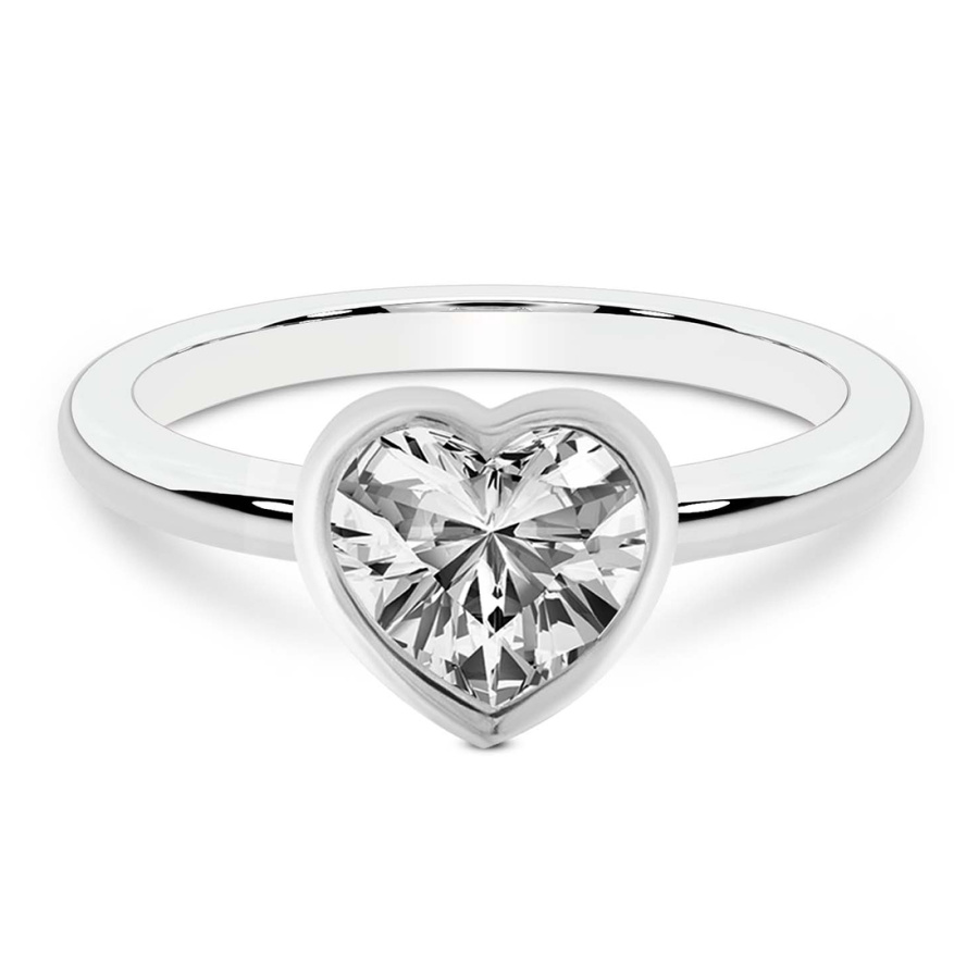 Platinum Eugenia Classic Bezel Solitaire Lab Diamond Ring front image