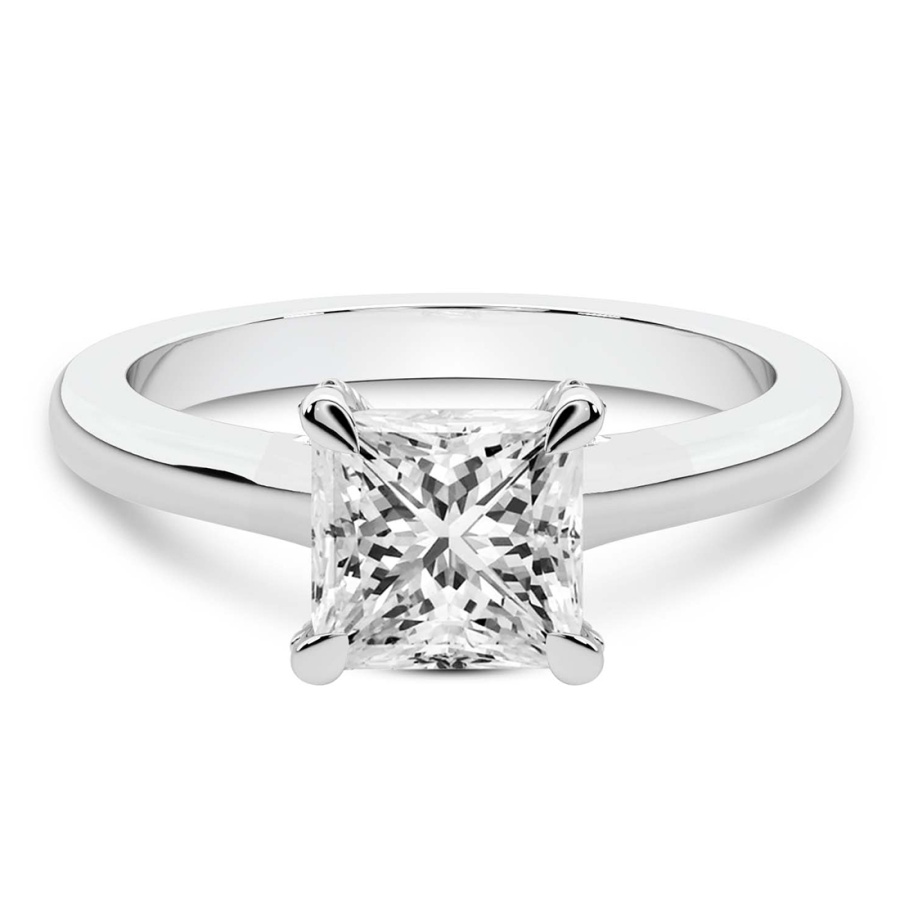 Agnes Criss cross Prong Solitaire 2mm Lab Diamond Ring front view