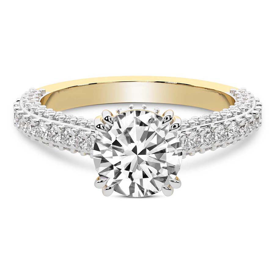 Eternia Criss Cross Side Halo Diamond Ring front view