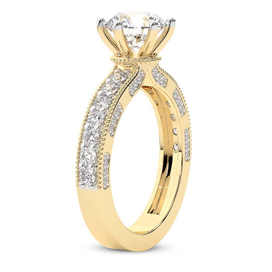 18kt Yellow Gold Regalia Milgrain Lab Diamond Ring standing product image one