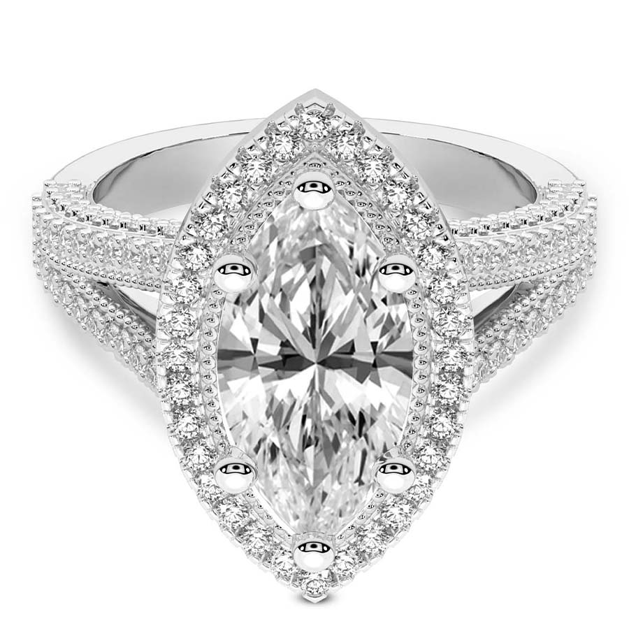 2.40 ct. marquise Opulenté halo ring in 10kt white gold front image