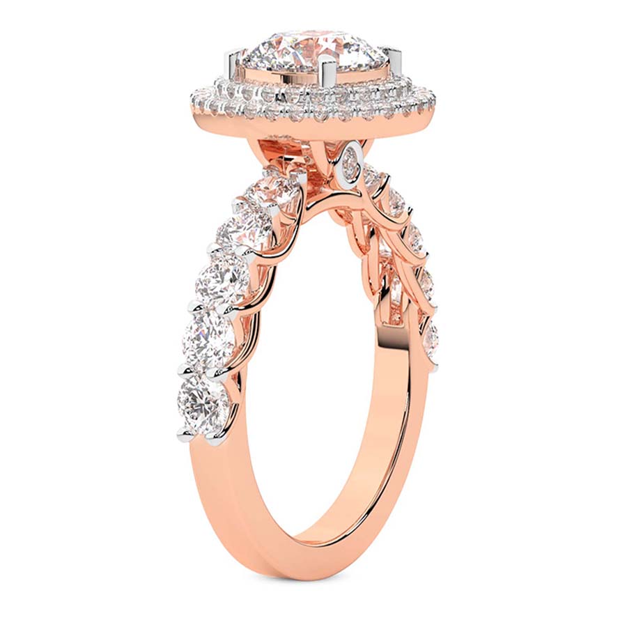 Crowned Cresta Double Halo Diamond Ring top view
