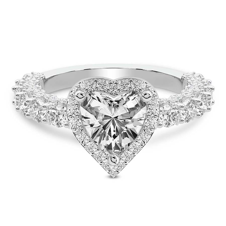 Enchanté Side Stones Halo Lab Diamond Ring front view
