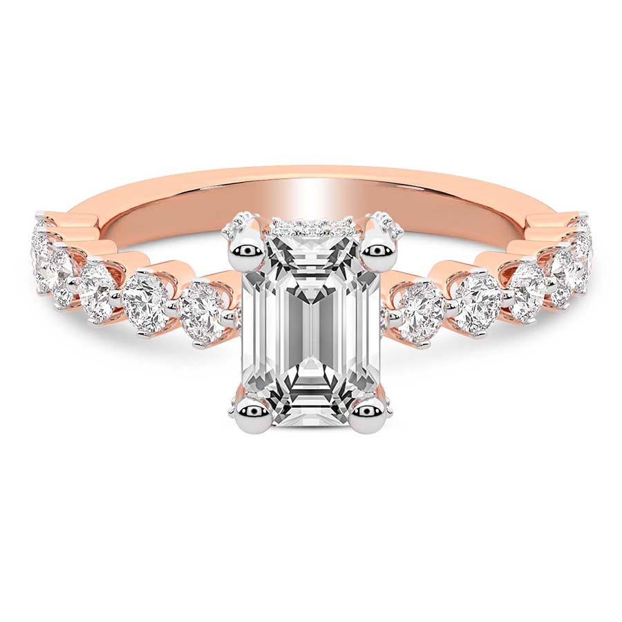1.48 ct. emerald Caitronia Floating lab diamond ring in 10kt rose gold front image