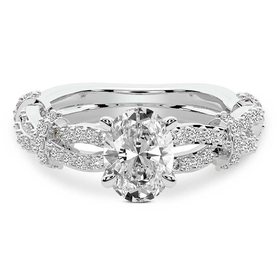 Charlotte Double Twist Side Stone Lab Diamond Ring