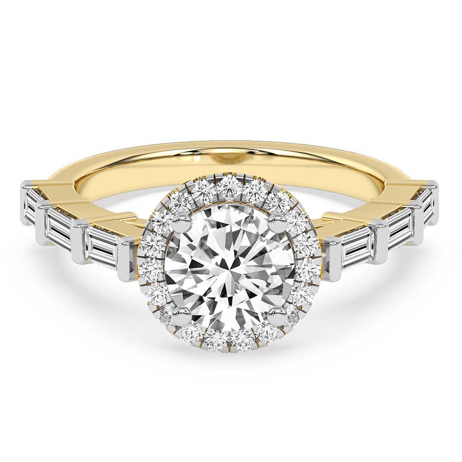 Rachel Halo Side Stone Lab Diamond Ring front view