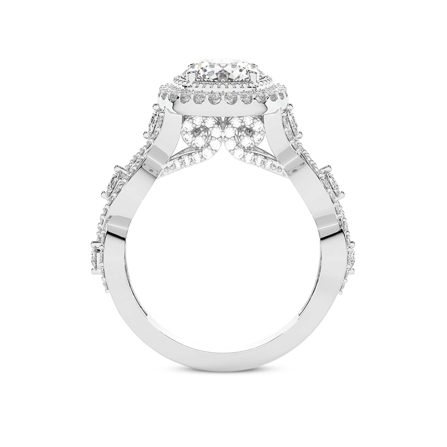 Platinum Prestigia Criss Cross Halo Lab Diamond Ring side right image one