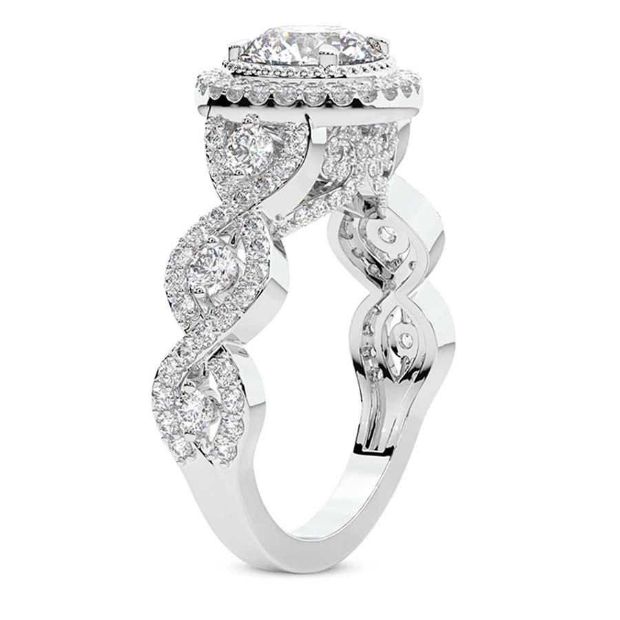 Platinum Prestigia Criss Cross Halo Lab Diamond Ring standing product image one