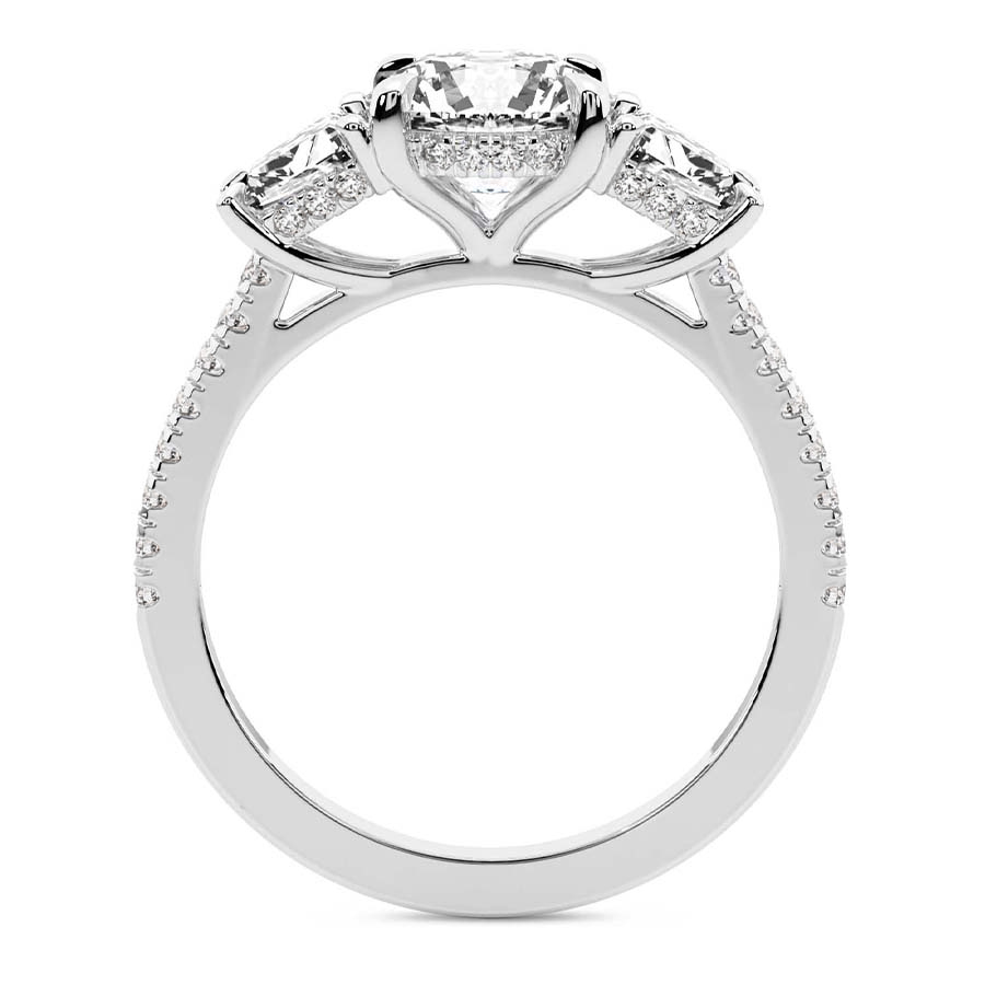 Platinum Lavinia Three Stone Trapezoid Lab Diamond Ring side right image one