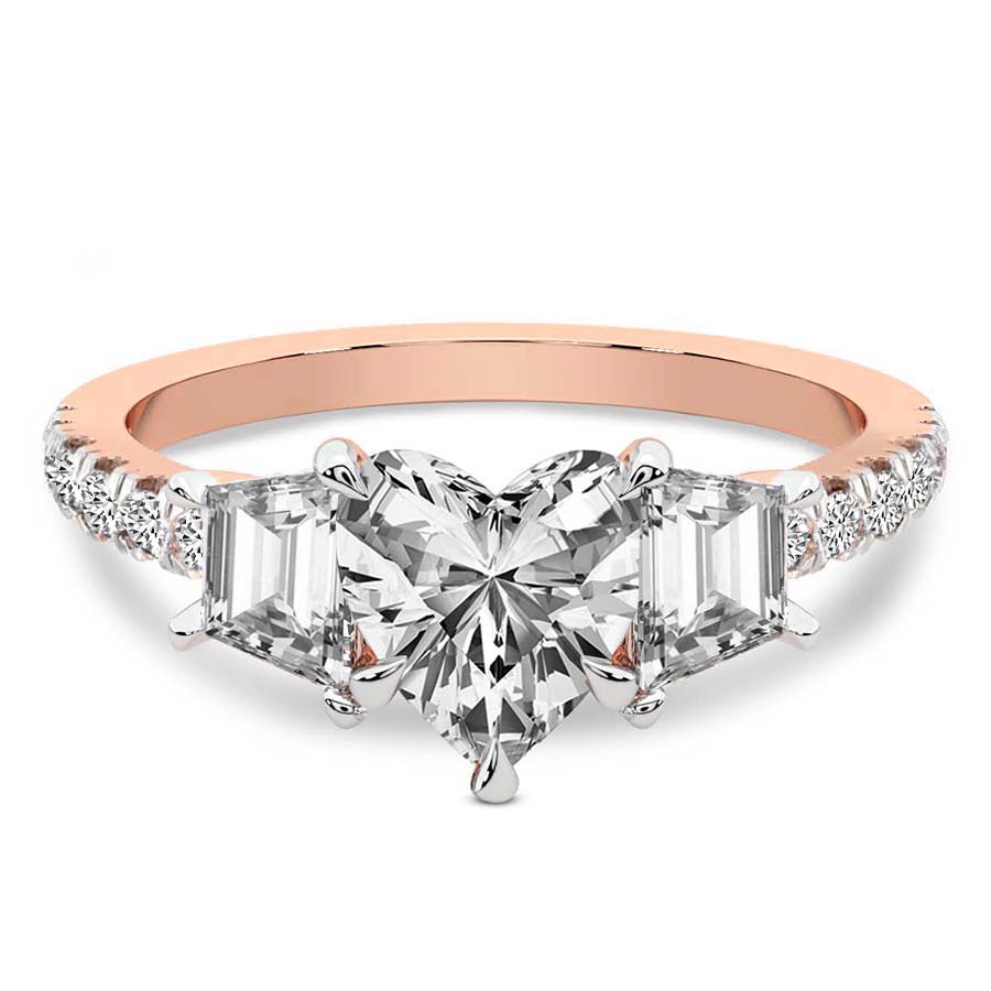 Lavinia Three Stone Trapezoid Lab Diamond Ring front view