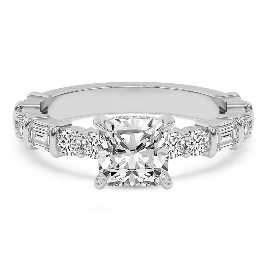 Enchanted Bliss Side Stone Lab Diamond Ring front view