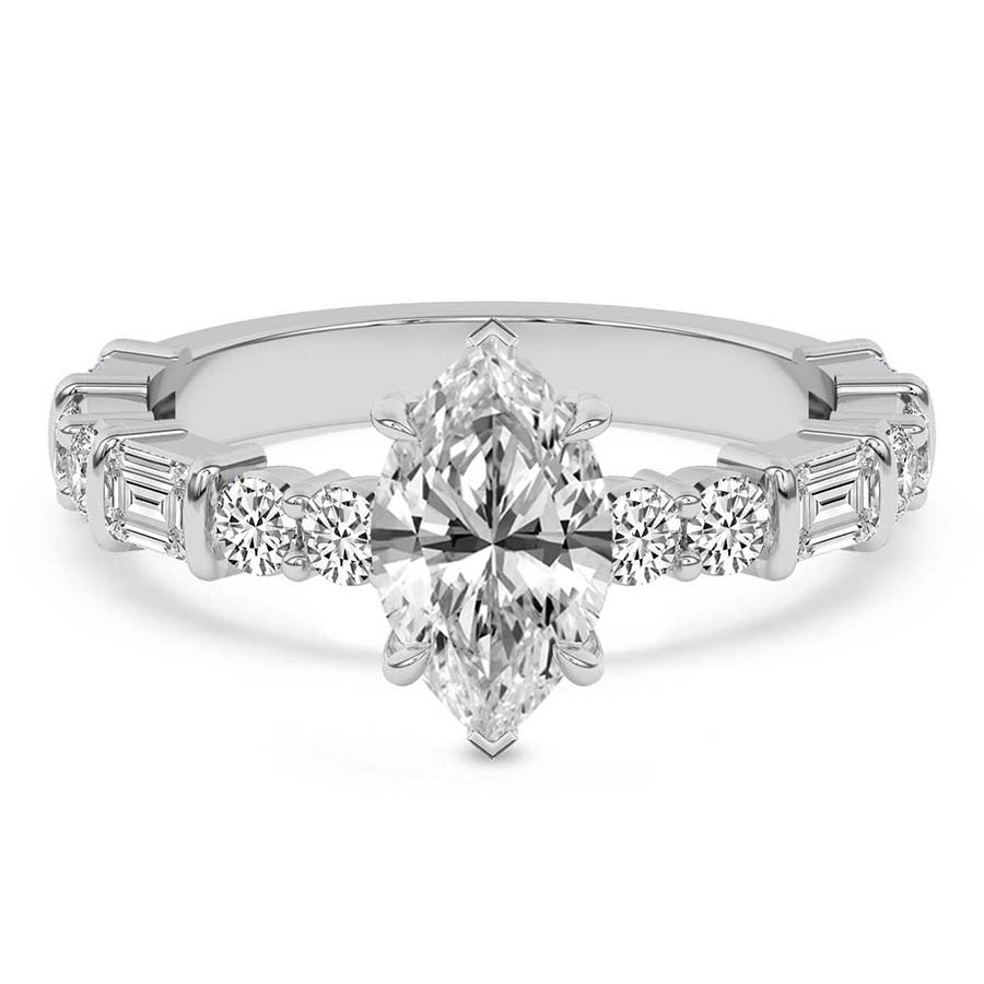 Enchanted Bliss Side Stone Lab Diamond Ring front view