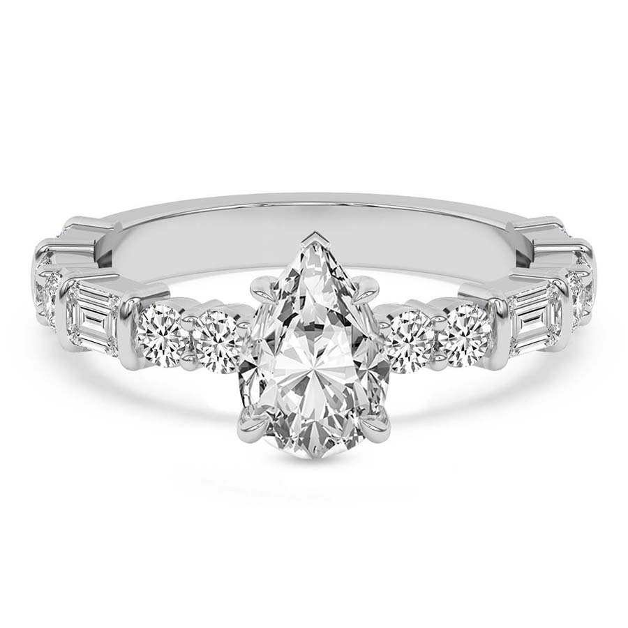 Enchanted Bliss Side Stone Lab Diamond Ring front view