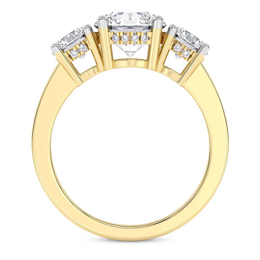 2.59 ct. pear Desdemona Round Three Stone Lab Diamond Ring in 10kt yellow gold side right image one