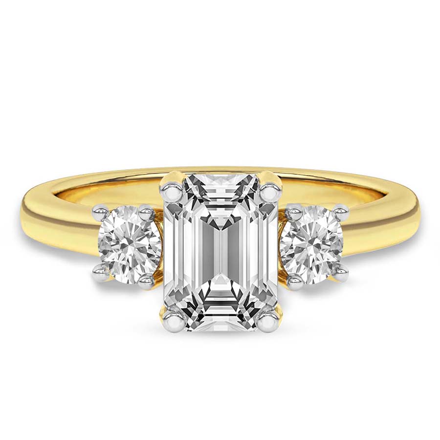 Evelina Round Three Stone Lab Diamond Ring front view