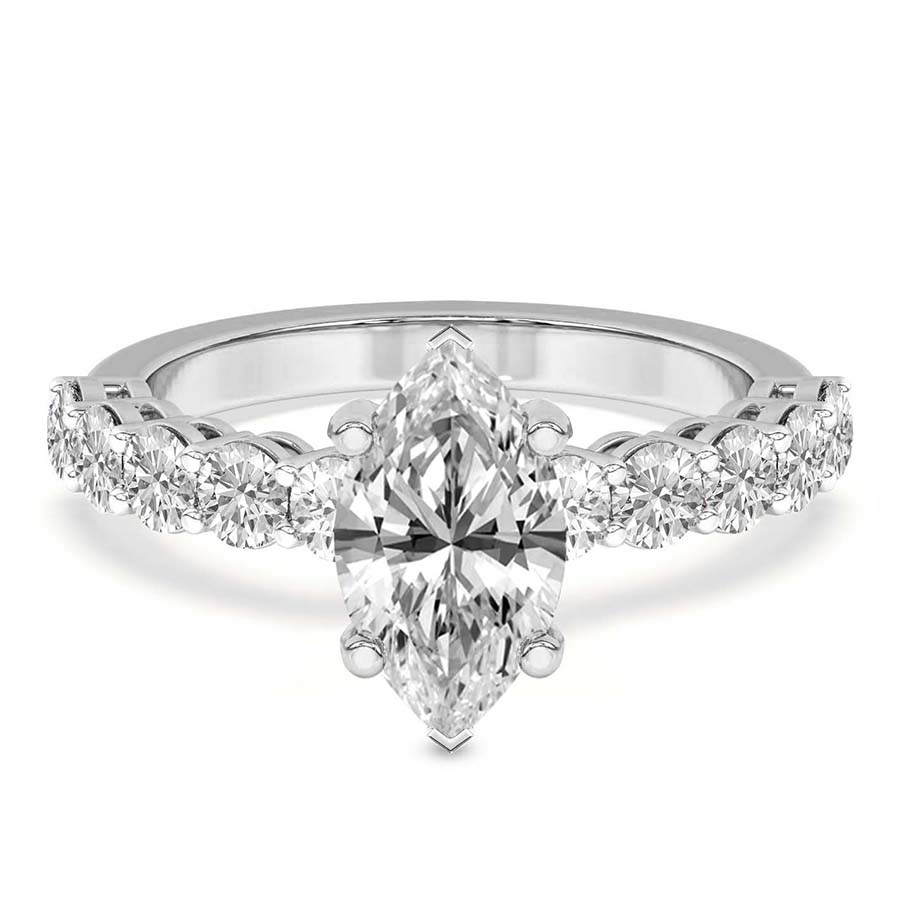 2.92 ct. marquise Elinor Side Round Lab Diamond Ring in 14kt white gold front image
