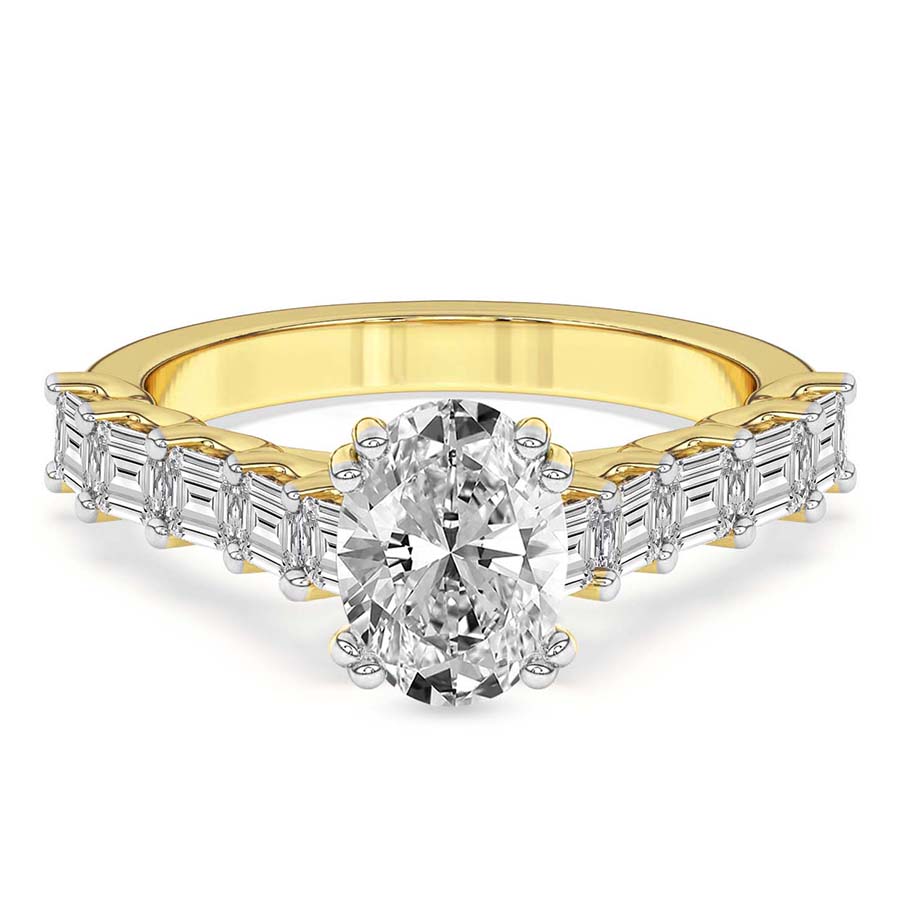 2.44 ct. oval Florence Side Emerald Lab Diamond Ring in 18kt yellow gold front image