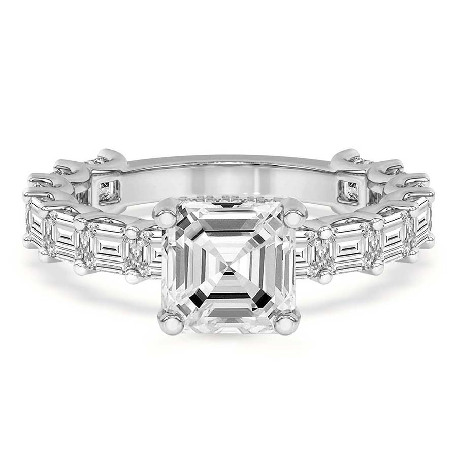 2.91 ct. asscher Giselle Side Emerald Lab Diamond Ring in 18kt white gold front image