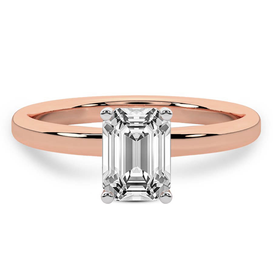 1.01 ct. emerald Four Prong Ring in 10kt rose gold front image