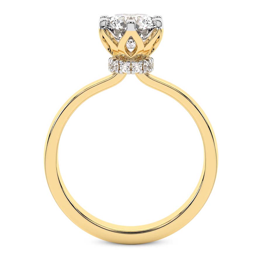 18kt Yellow Gold Blooming Petal Secret Halo Lab Diamond Ring side right image one