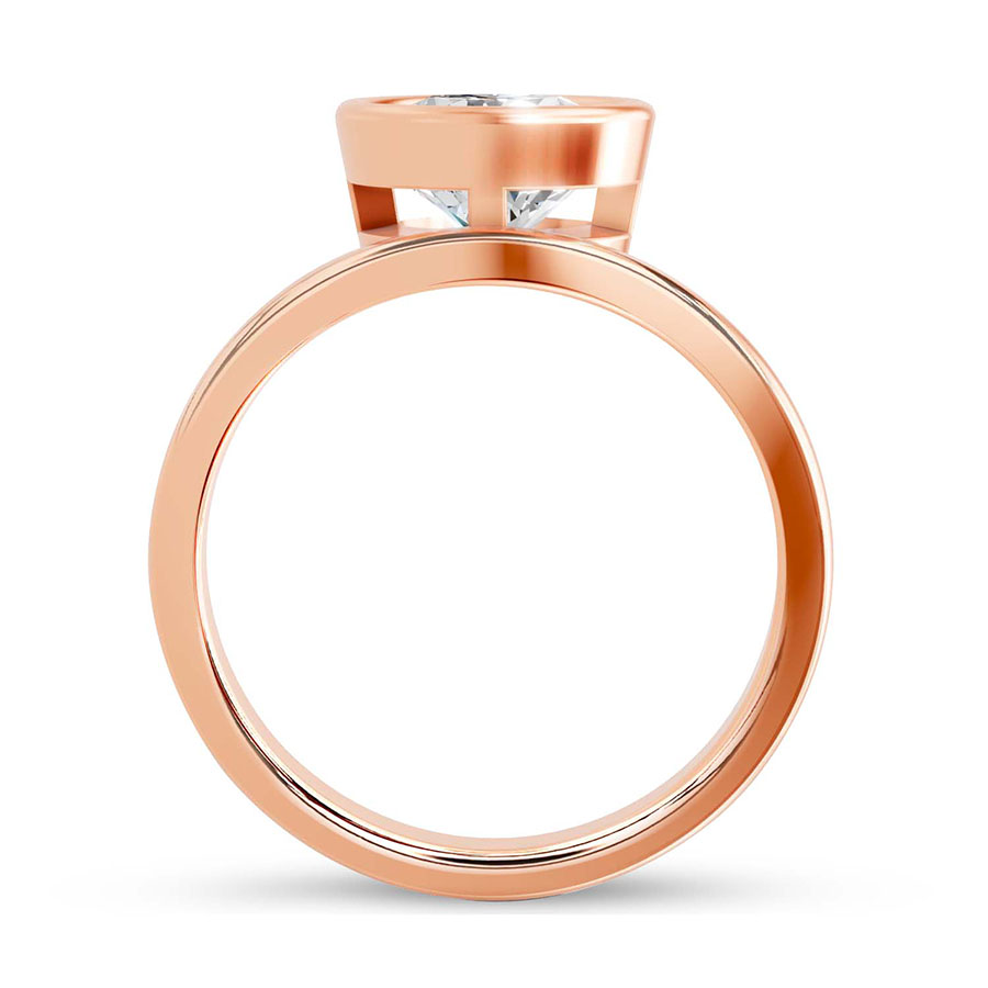 10kt Rose Gold Bezel Crest Solitaire Lab Diamond Ring side right image one
