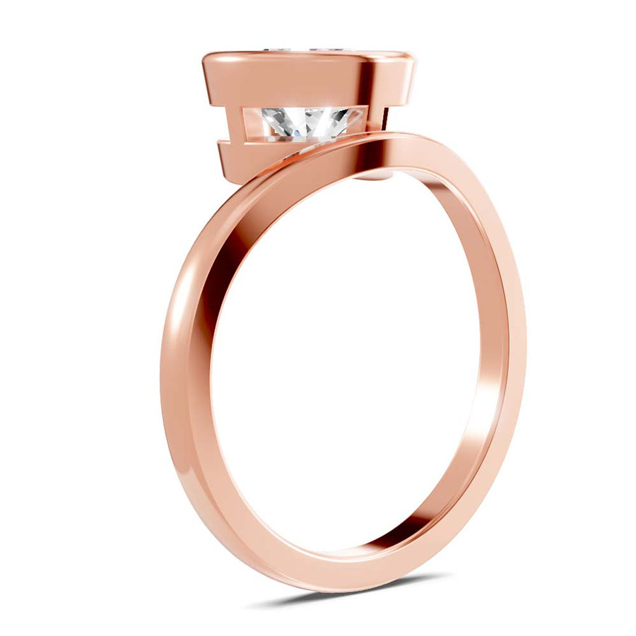 10kt Rose Gold Bezel Crest Solitaire Lab Diamond Ring standing product image one