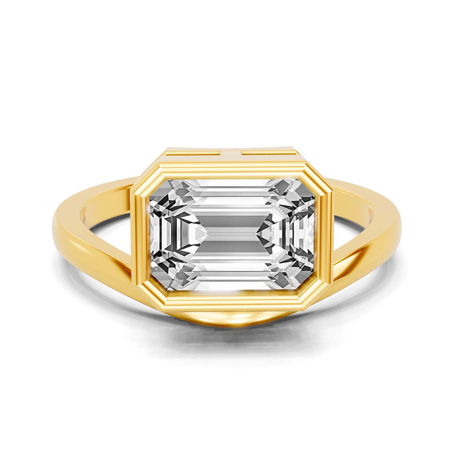 9Ct Yellow Gold Bezel Crest Solitaire Lab Diamond Ring front image