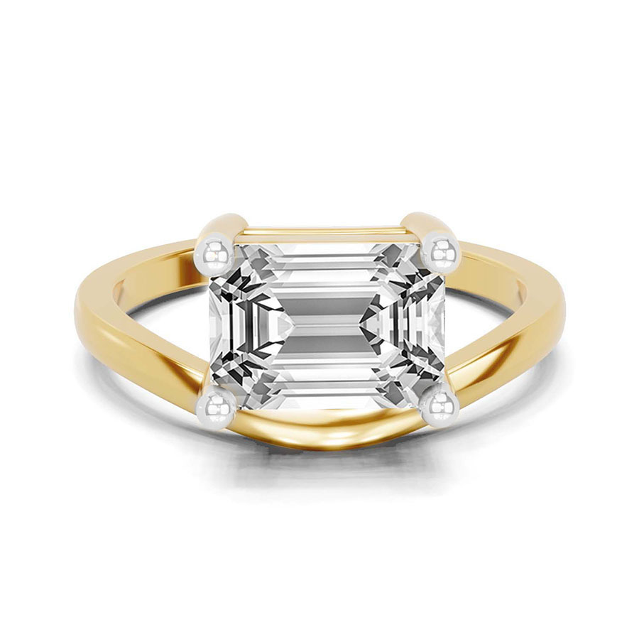 9Ct Yellow Gold Crest Four Prong Solitaire Lab Diamond Ring front image