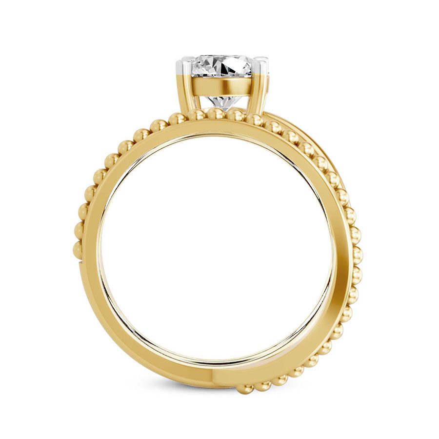 14kt Yellow Gold Crest Wrap Four Prong Solitaire Lab Diamond Ring side right image one