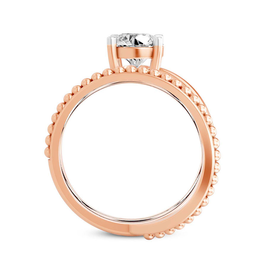 18kt Rose Gold Crest Wrap Four Prong Solitaire Lab Diamond Ring side right image one