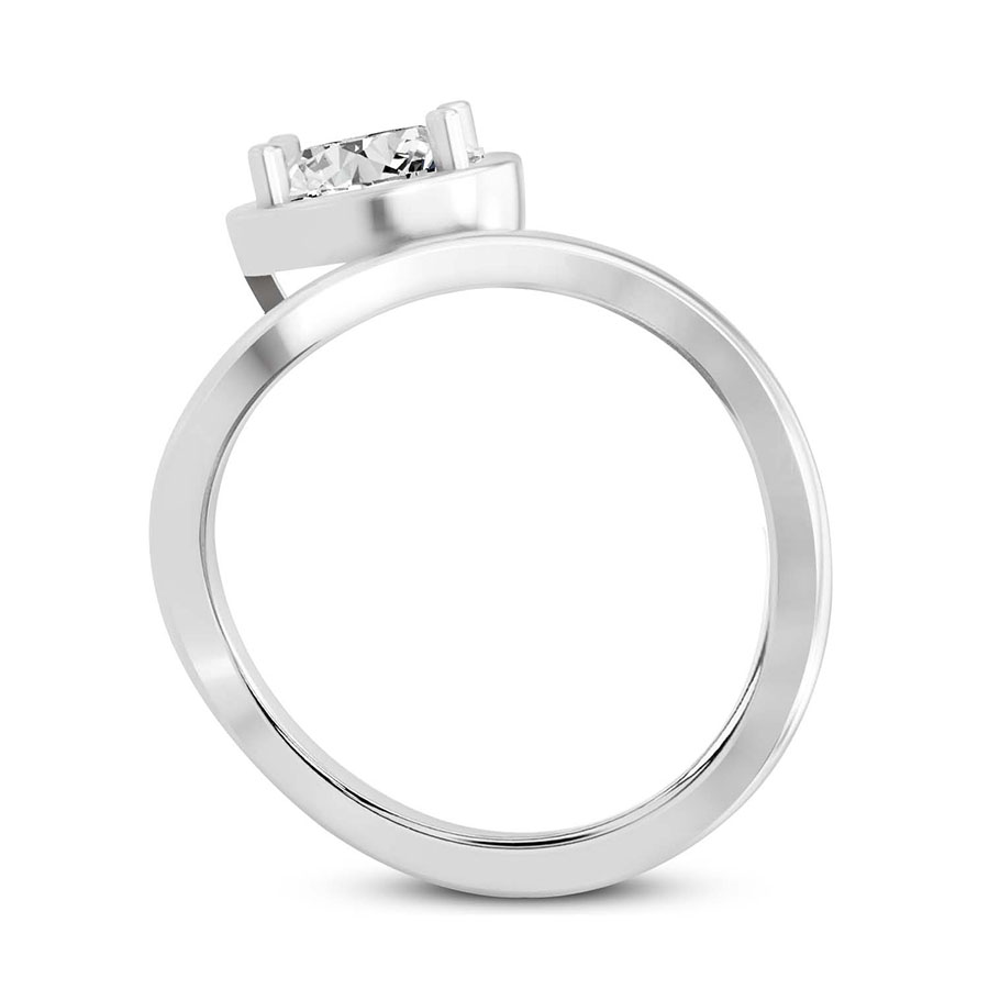 18kt White Gold Infinity Crest Four Prong Solitaire Lab Diamond Ring side right image one
