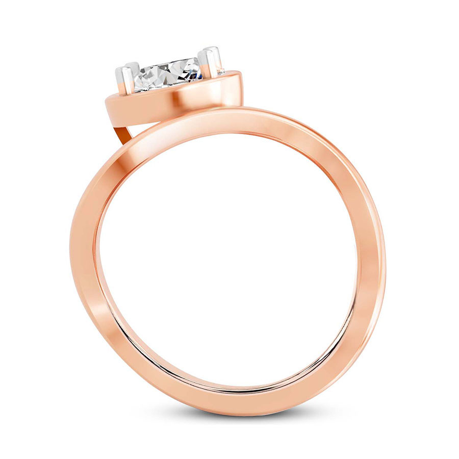 10kt Rose Gold Infinity Crest Four Prong Solitaire Lab Diamond Ring side right image one