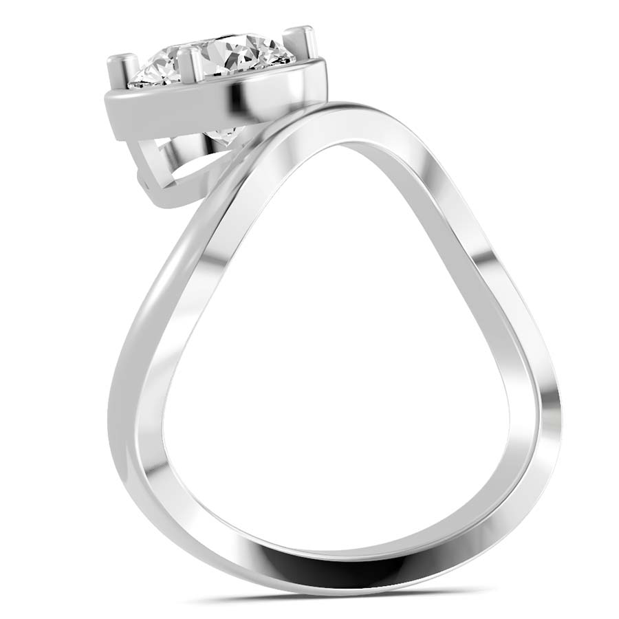18kt White Gold Infinity Crest Four Prong Solitaire Lab Diamond Ring standing product image one