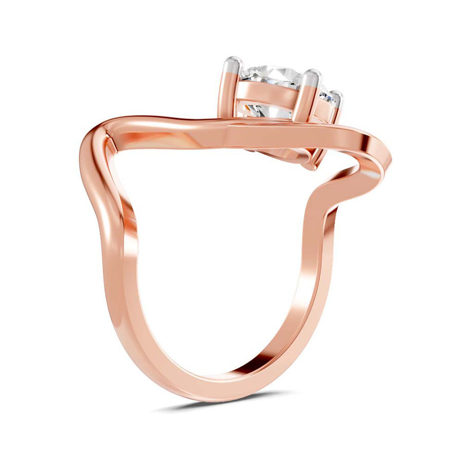 10kt Rose Gold Crest Sculpt Four Prong Solitaire Lab Diamond Ring standing product image one