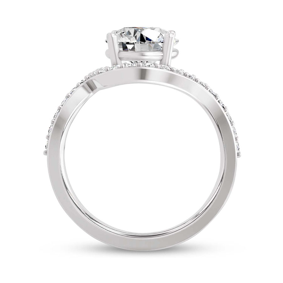 Platinum Aria Crest Half Pave Lab Diamond Ring side right image one