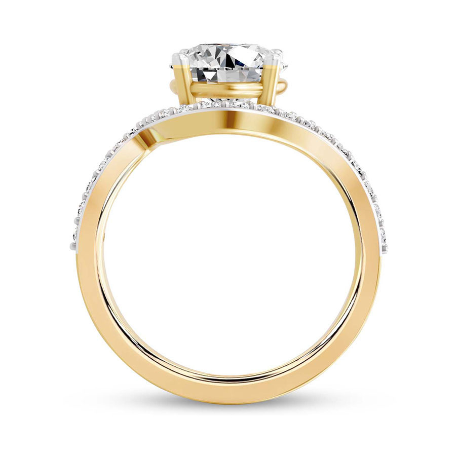 14kt Yellow Gold Aria Crest Half Pave Lab Diamond Ring side right image one