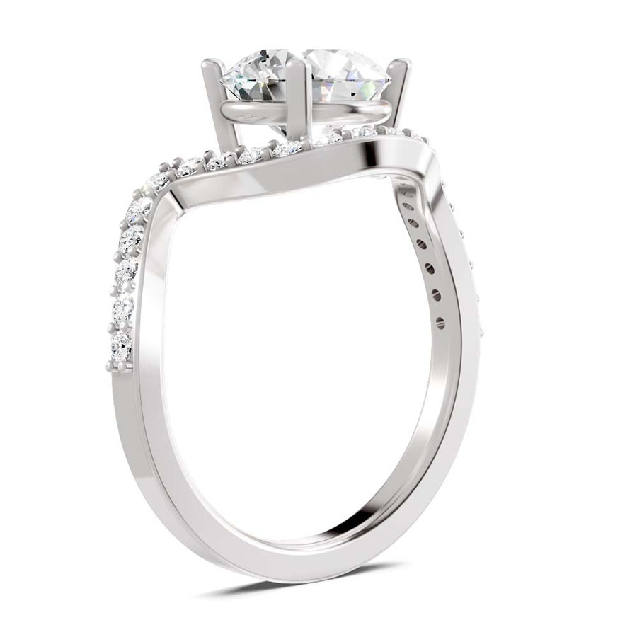 Platinum Aria Crest Half Pave Lab Diamond Ring standing product image one