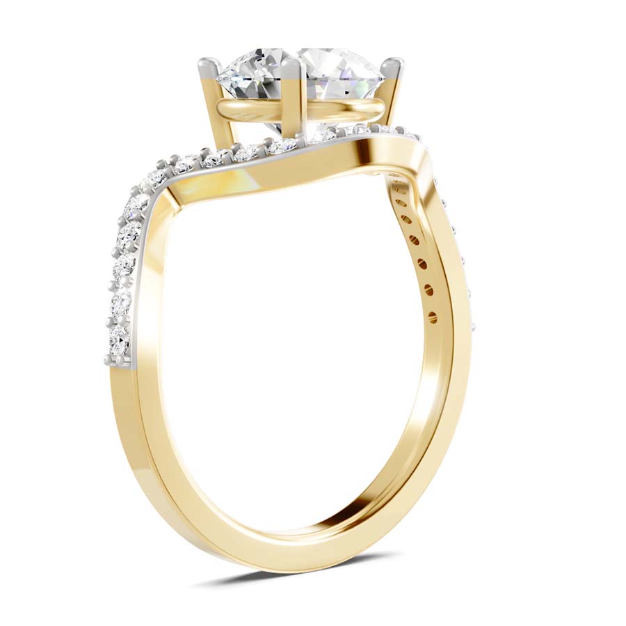 14kt Yellow Gold Aria Crest Half Pave Lab Diamond Ring standing product image one