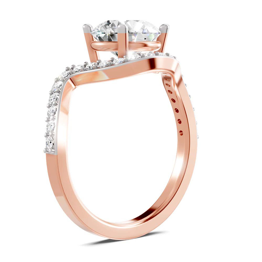 18kt Rose Gold Aria Crest Half Pave Lab Diamond Ring standing product image one