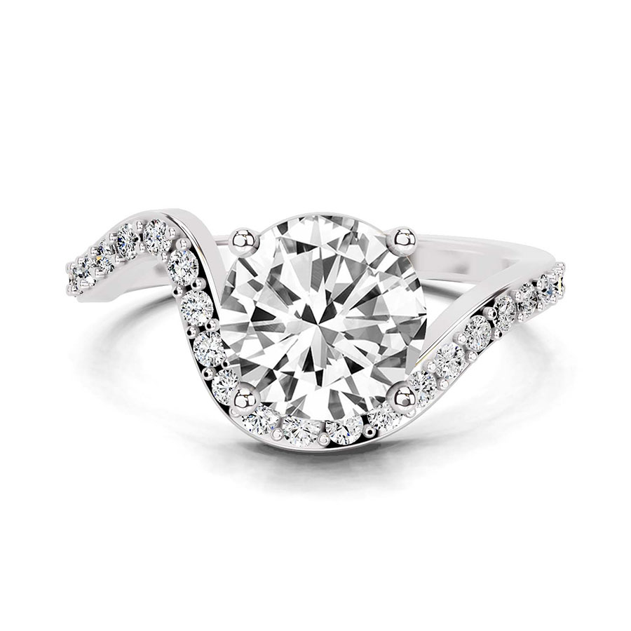 Platinum Aria Crest Half Pave Lab Diamond Ring front image